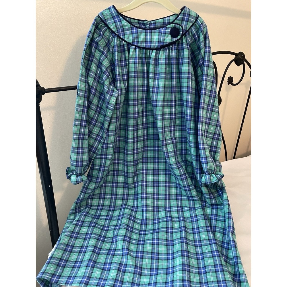 boutique girls dress 12 Castles and Crowns blue plaid bishop flannel long sleeve